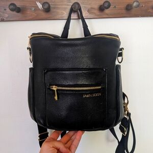 Fawn design black mini backpack diaper bag